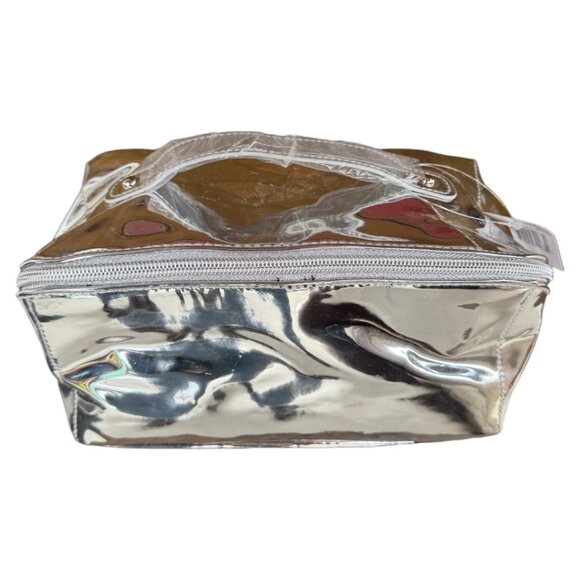 Bloomingdale's Silver Metallic Cosmetic Bag NWT - Picture 1 of 4